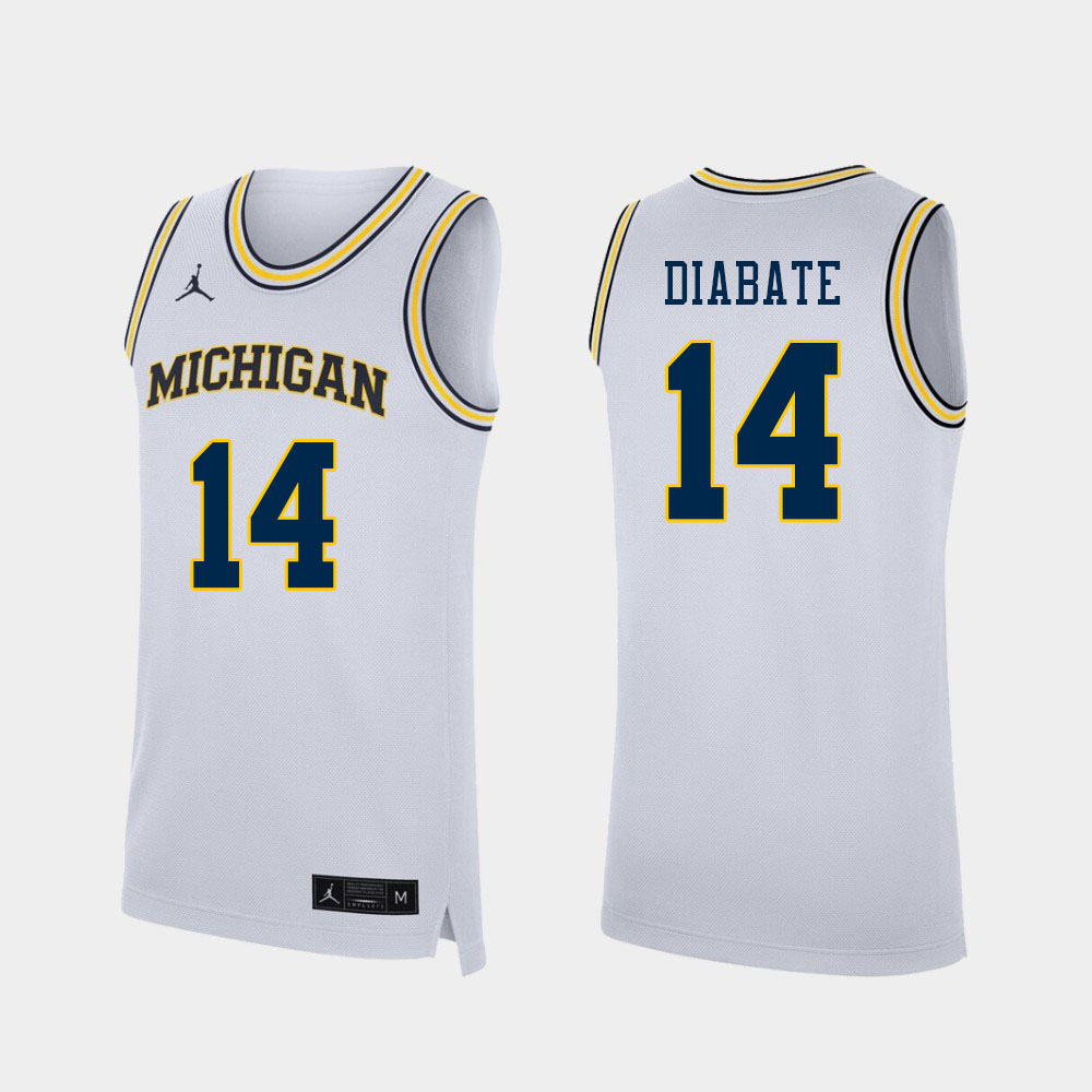 Men #14 Moussa Diabate Michigan Wolverines College Basketball Jerseys Sale-White